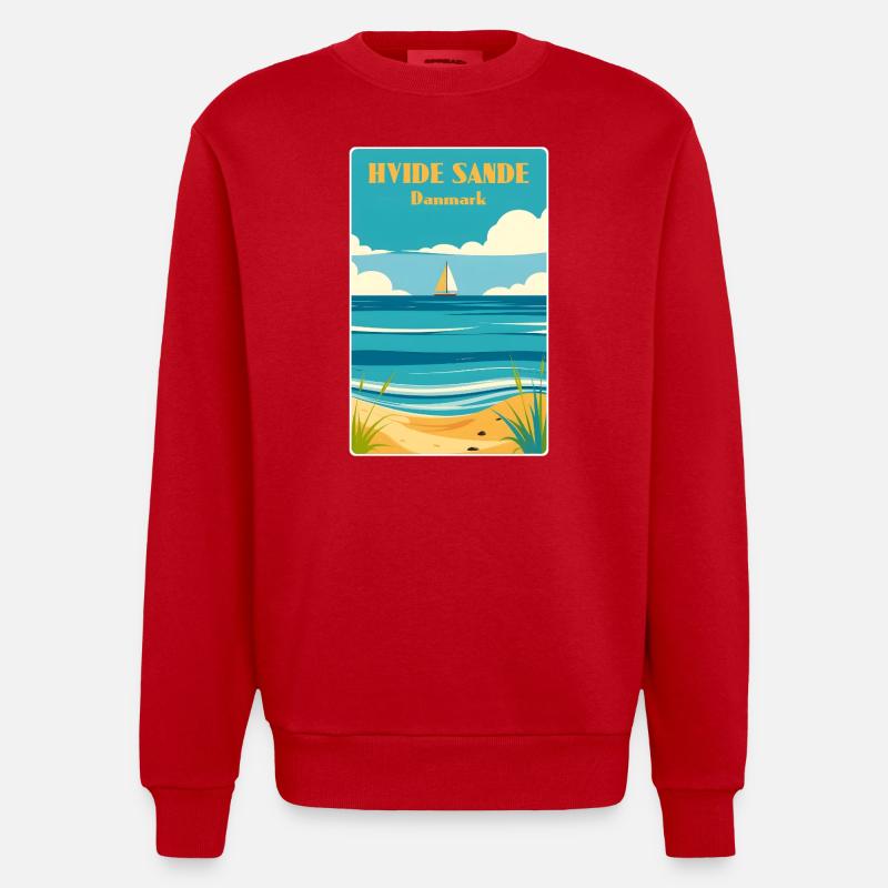 Hvide Sande, Danemark - Sweat bio épais oversize fabriqué en UE - rouge