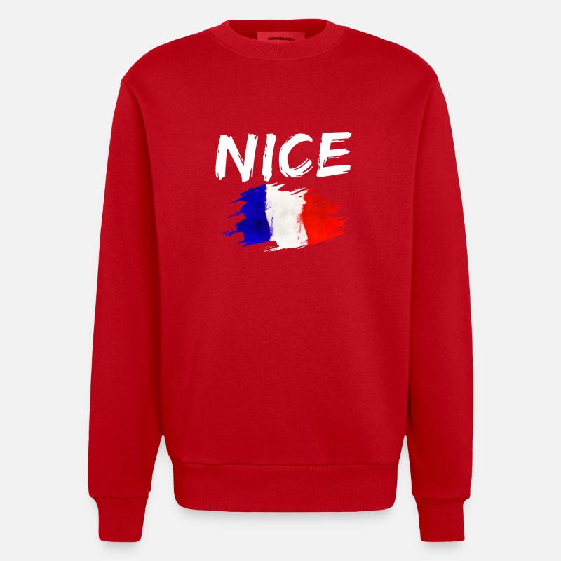 Nice France Drapeau Nice - Sweat bio épais oversize fabriqué en UE - rouge