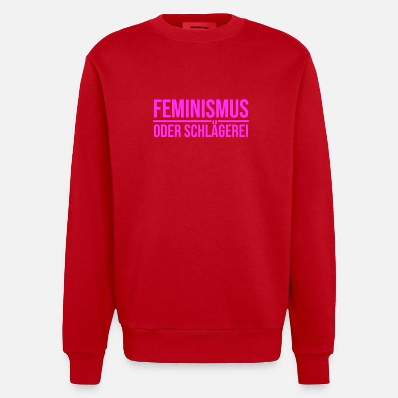 Feminismus oder Schlägerei - Heavyweight Oversized Organic Crew Neck Made in EU - Rot