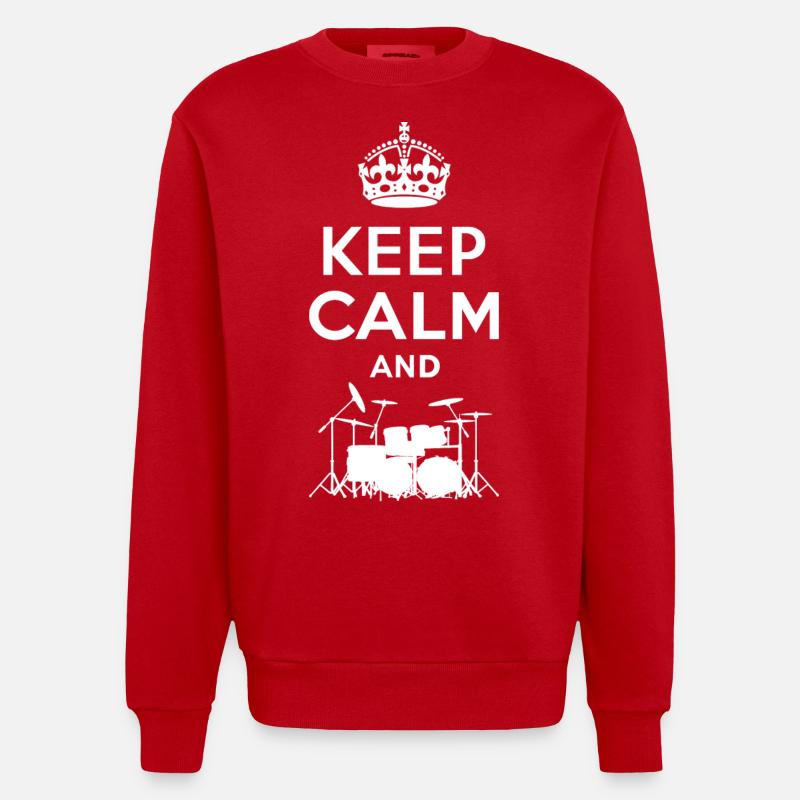 Keep Calm - Schlagzeug - Drums - Sweat bio épais oversize fabriqué en UE - rouge