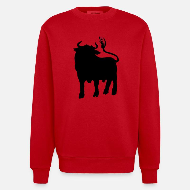 Stierschattenbild, Logofarm oder Metzger - Heavyweight Oversized Organic Crew Neck Made in EU - Rot