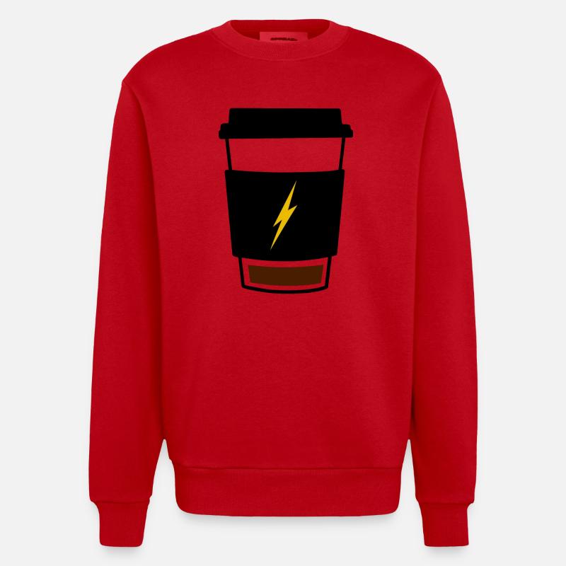 Low Battery Coffee - Heavyweight Oversized Organic Crew Neck Made in EU - red