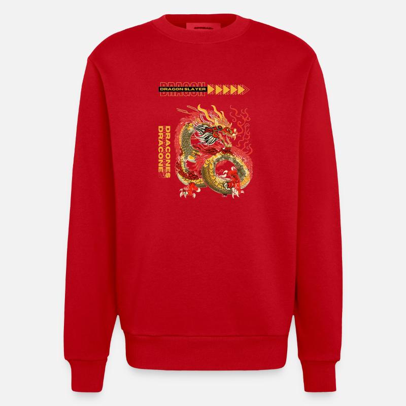 Drachentöter - Heavyweight Oversized Organic Crew Neck Made in EU - Rot
