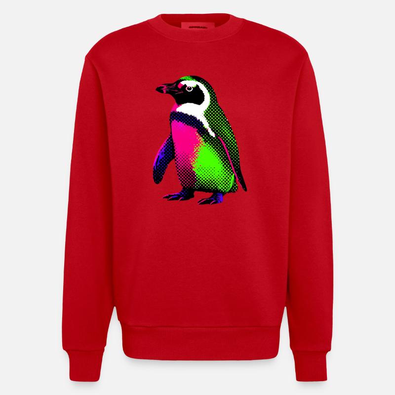 Pinguin - Heavyweight Oversized Organic Crew Neck Made in EU - Rot