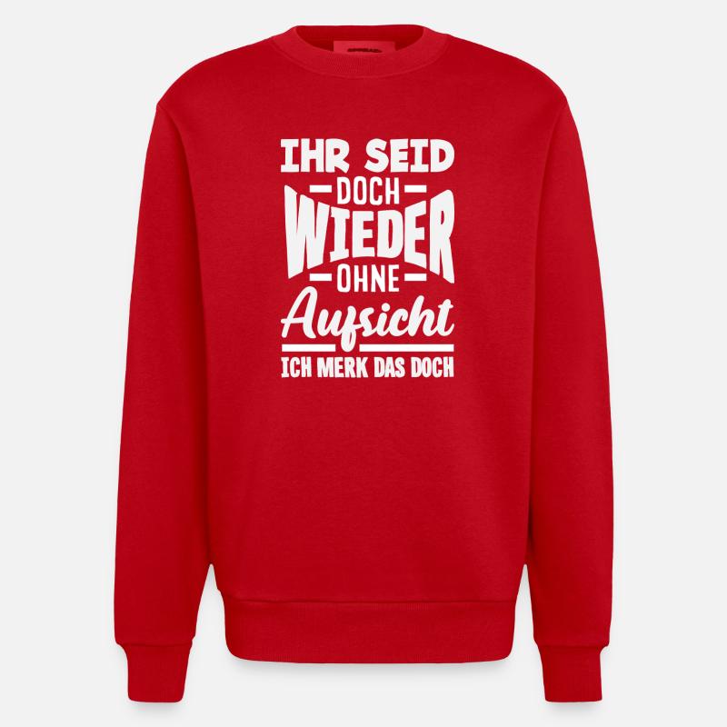 Again without supervision – sarcasm - Heavyweight Oversized Organic Crew Neck Made in EU - red