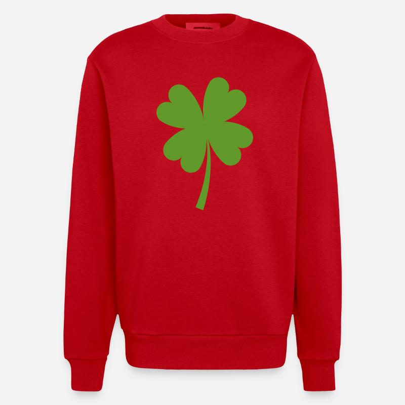 Solid four-leaf clover - Heavyweight Oversized Organic Crew Neck Made in EU - red
