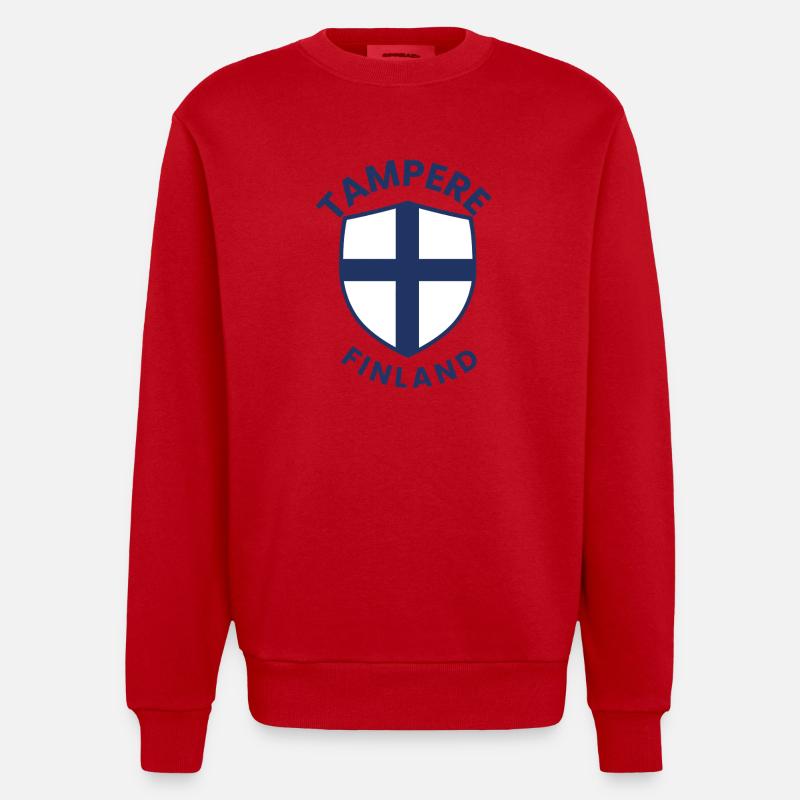Conception du bouclier de Tampere Finland - Sweat bio épais oversize fabriqué en UE - rouge