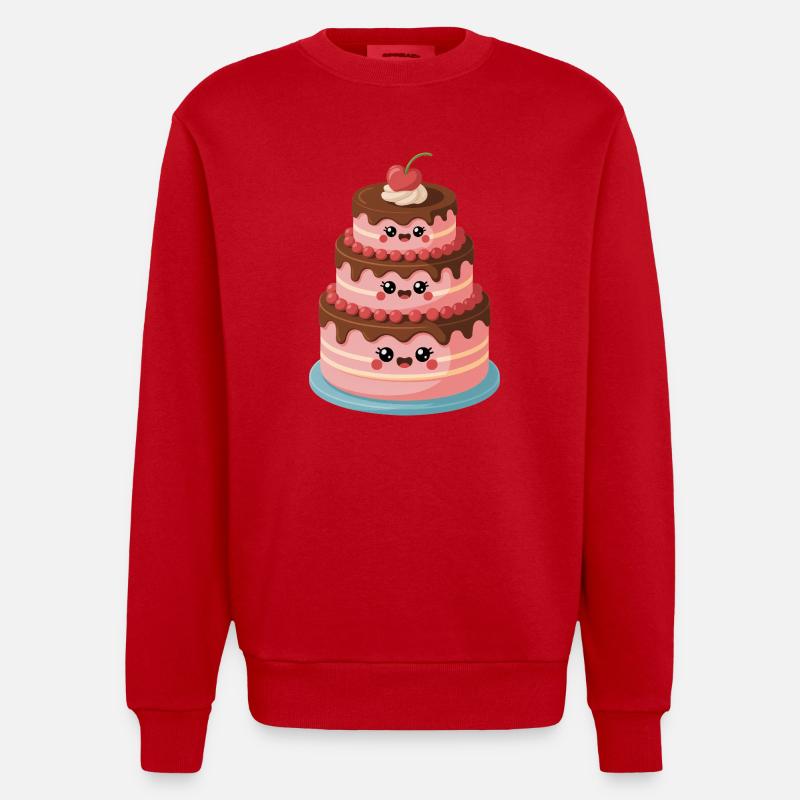 Kuchen Comic süß - Heavyweight Oversized Organic Crew Neck Made in EU - Rot