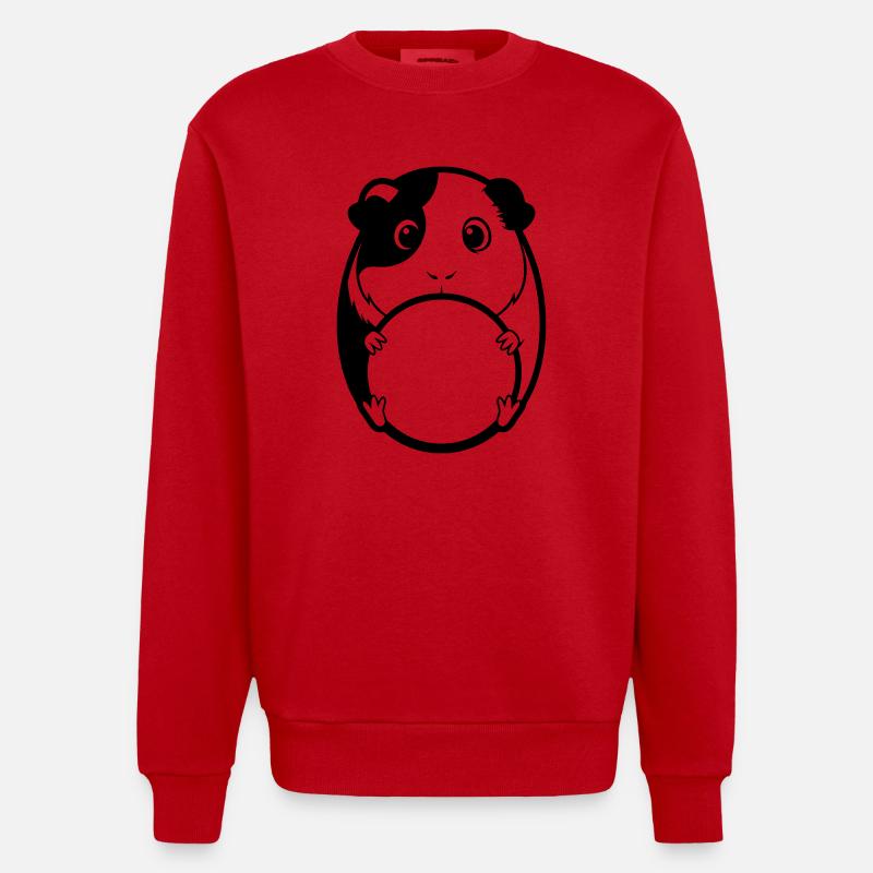 Dickes Meerschweinchen Comic - Heavyweight Oversized Organic Crew Neck Made in EU - Rot