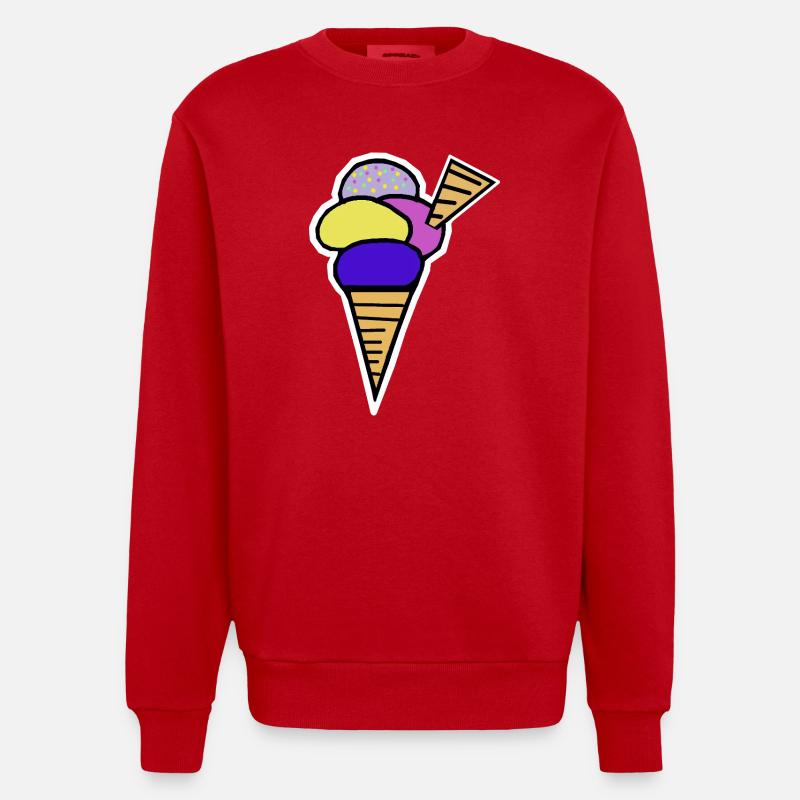 Eiswaffel Eiscreme Eis Kinder Retro - Heavyweight Oversized Organic Crew Neck Made in EU - red