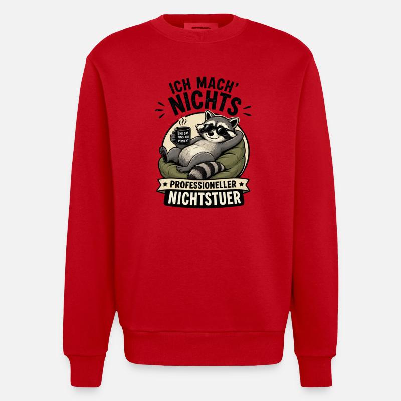 Relaxter Waschbär ProfiNichtstuer - Heavyweight Oversized Organic Crew Neck Made in EU - Rot
