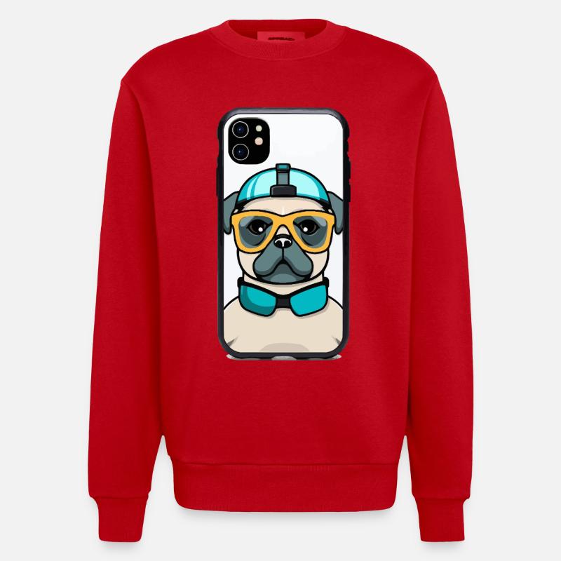 Pug mit Schnorchel und Brille - Heavyweight Oversized Organic Crew Neck Made in EU - Rot