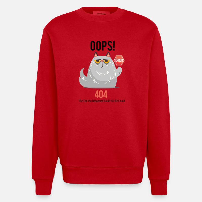 Grumpy Cat 404 - Heavyweight Oversized Organic Crew Neck Made in EU - red