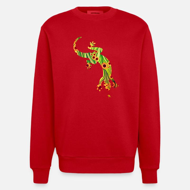 eidechse e 110 - Heavyweight Oversized Organic Crew Neck Made in EU - Rot