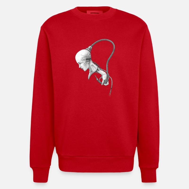 biomechanisches mädchen wird kontrolliert - Heavyweight Oversized Organic Crew Neck Made in EU - Rot