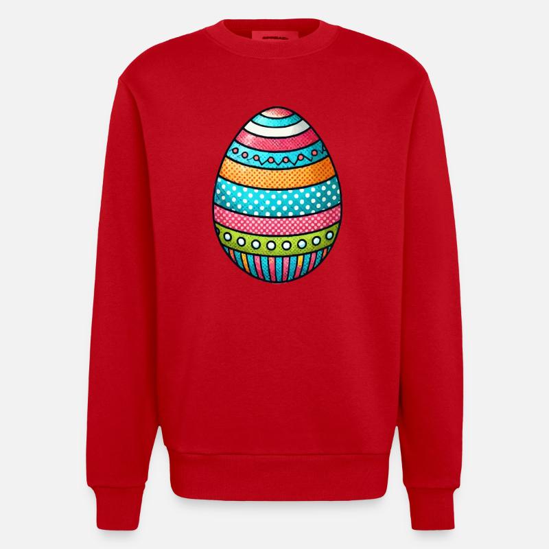 Egg Easter Egg - Heavyweight Oversized Organic Crew Neck Made in EU - red