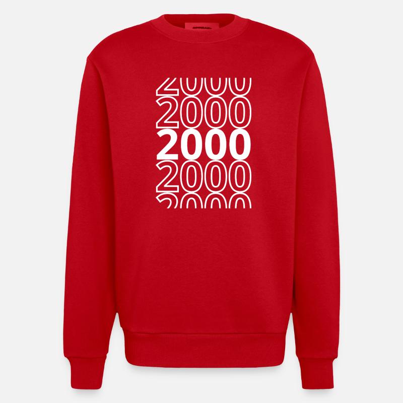 2000 2000 2000 - Heavyweight Oversized Organic Crew Neck Made in EU - red