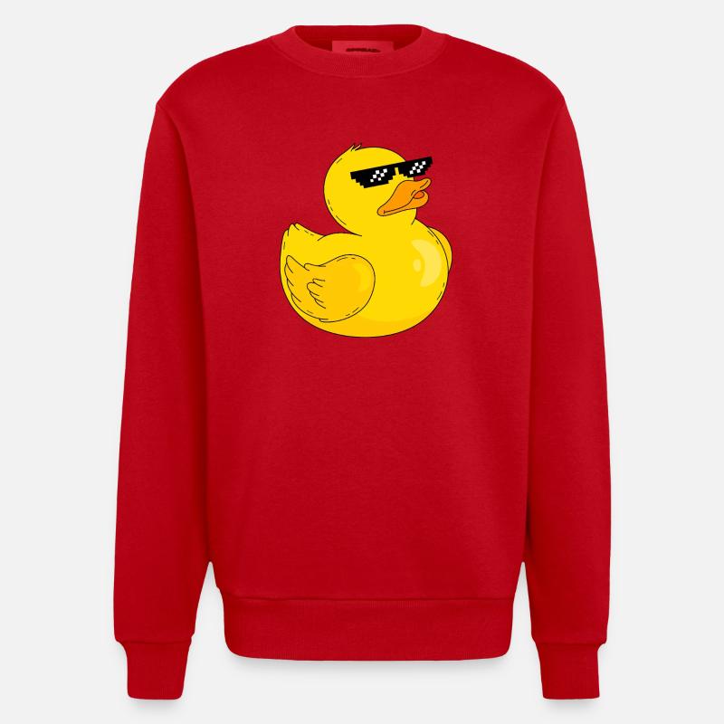 Ente mit brille - Heavyweight Oversized Organic Crew Neck Made in EU - Rot