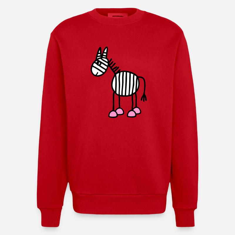cheval bande à rayures Zebra - Sweat bio épais oversize fabriqué en UE - rouge