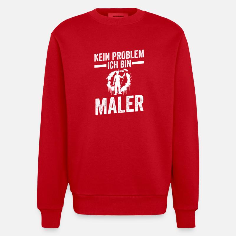 Master Painter Journeyman Painter - Heavyweight Oversized Organic Crew Neck Made in EU - red