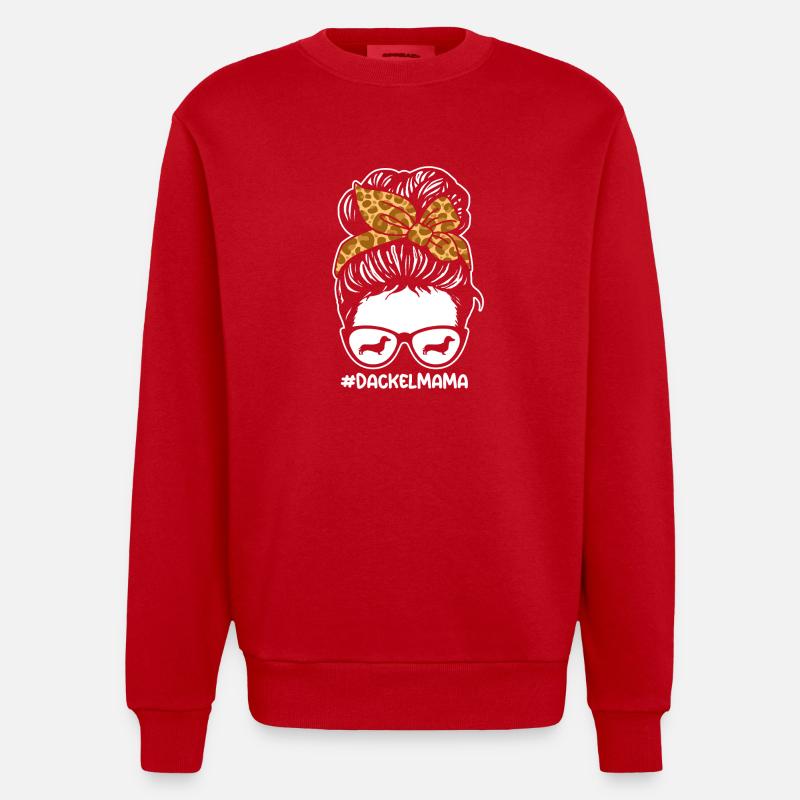 Mama Mutter Hund Dackel - Heavyweight Oversized Organic Crew Neck Made in EU - Rot