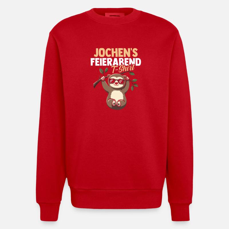 Faultier Jochen - Heavyweight Oversized Organic Crew Neck Made in EU - Rot