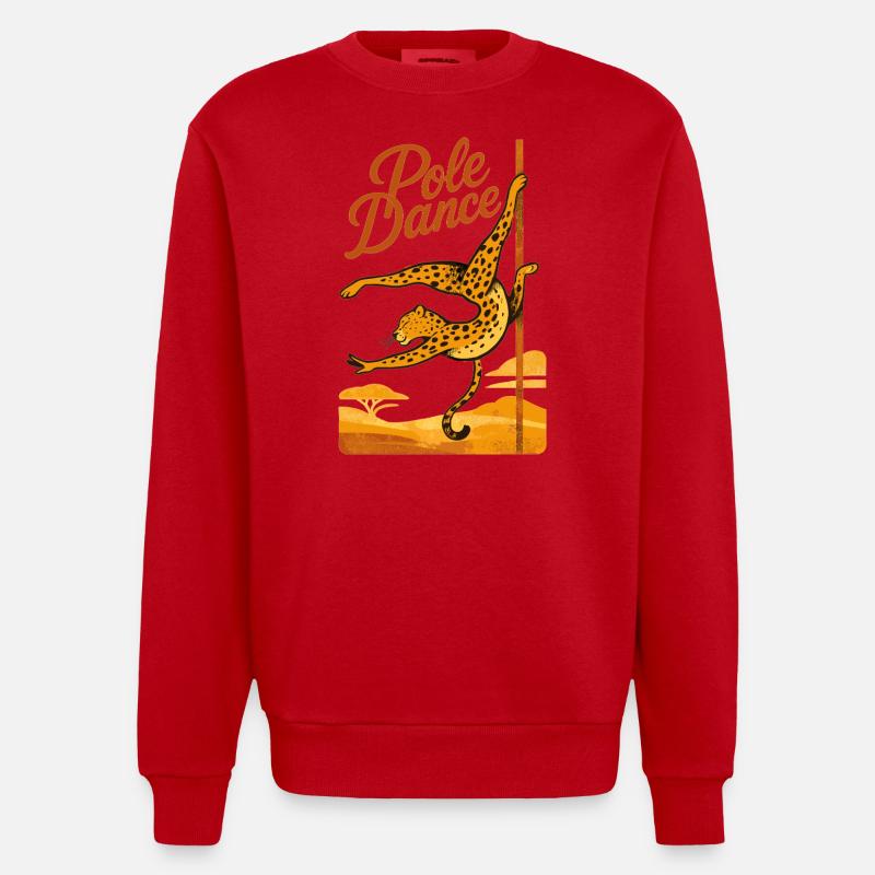 Pole Dance Leopardin Poledancerin Geschenk - Heavyweight Oversized Organic Crew Neck Made in EU - Rot