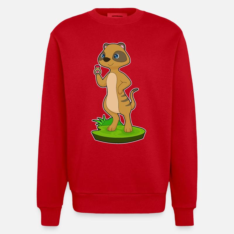 Erdmännchen Ring - Heavyweight Oversized Organic Crew Neck Made in EU - Rot