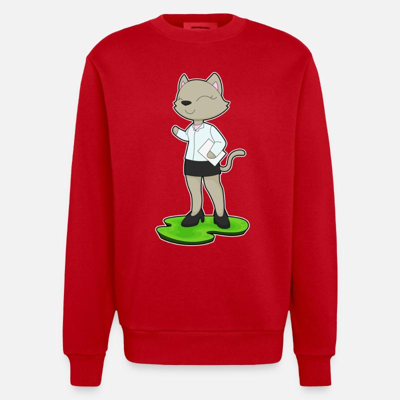 Note du secrétaire Cat - Sweat bio épais oversize fabriqué en UE - rouge