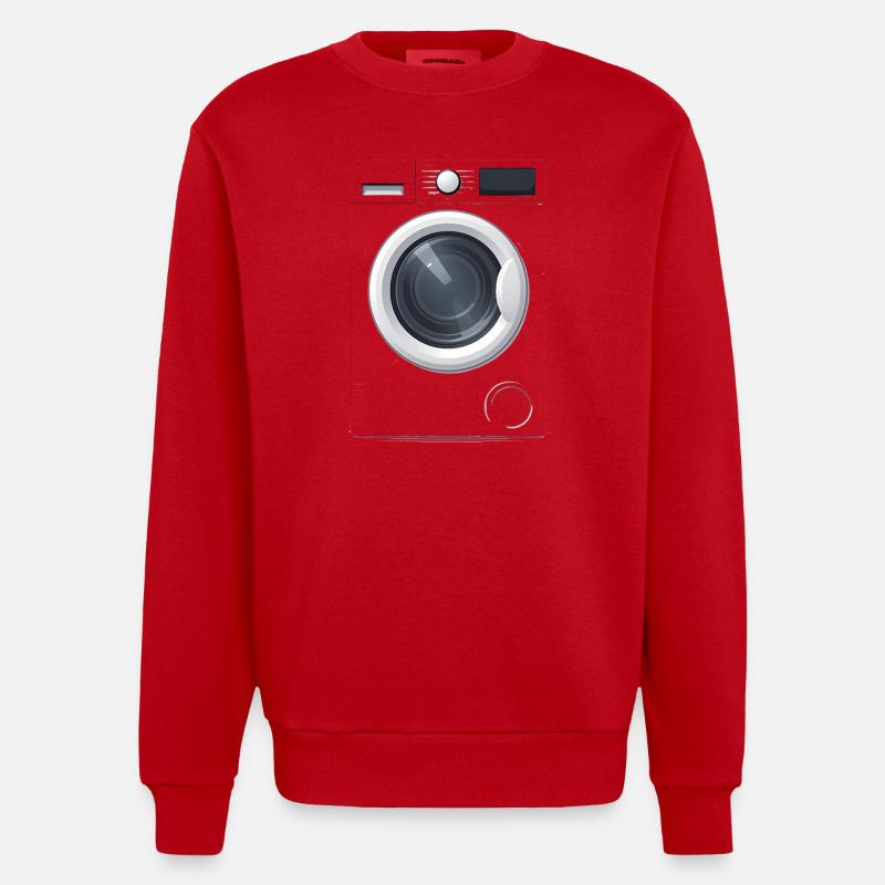 Washing Machine Costume Replacement Carnival - Heavyweight Oversized Organic Crew Neck Made in EU - red
