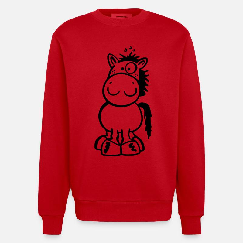 Kleines Pferdchen - Heavyweight Oversized Organic Crew Neck Made in EU - Rot