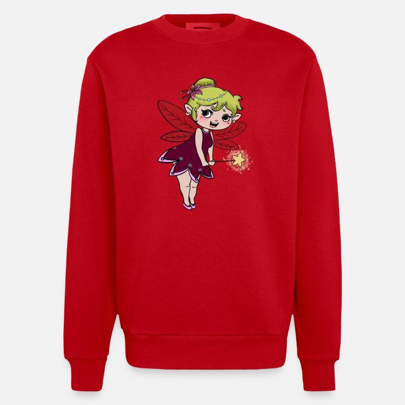... Make a wish - Heavyweight Oversized Organic Crew Neck Made in EU - red