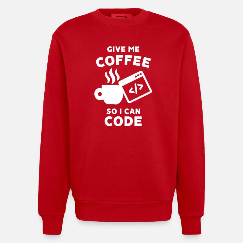 Karriere Statement Arbeit Coder Geld Verdienen - Heavyweight Oversized Organic Crew Neck Made in EU - Rot