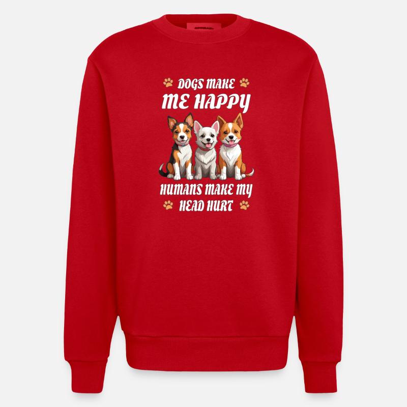 Les chiens me rendent heureuse... - Sweat bio épais oversize fabriqué en UE - rouge