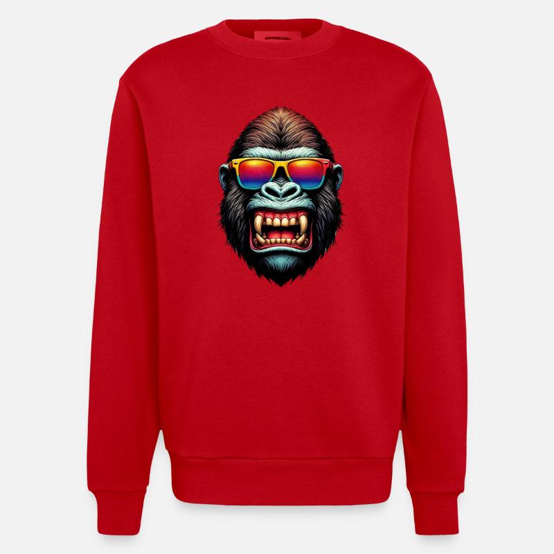 Gorillas mit Sonnenbrille - Heavyweight Oversized Organic Crew Neck Made in EU - Rot