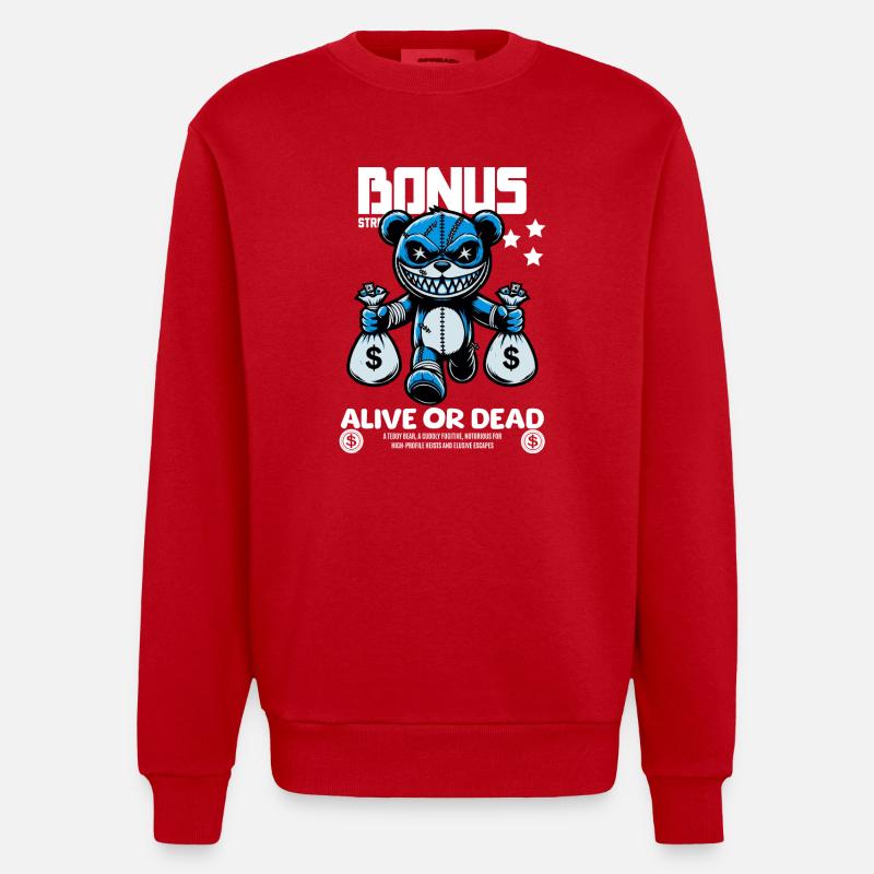 Bonus Bär – Gesucht: Lebendig oder Tot - Heavyweight Oversized Organic Crew Neck Made in EU - Rot