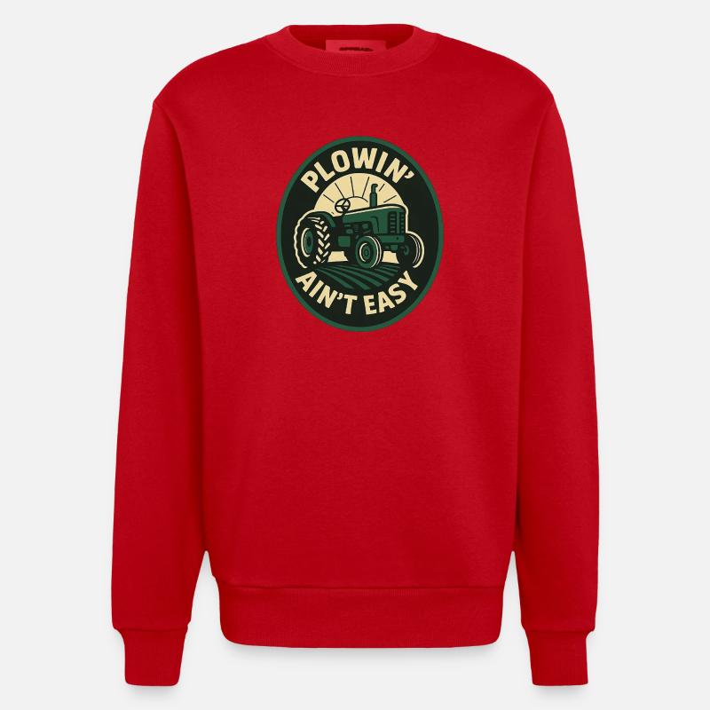 Labourer n’est pas facile - Sweat bio épais oversize fabriqué en UE - rouge