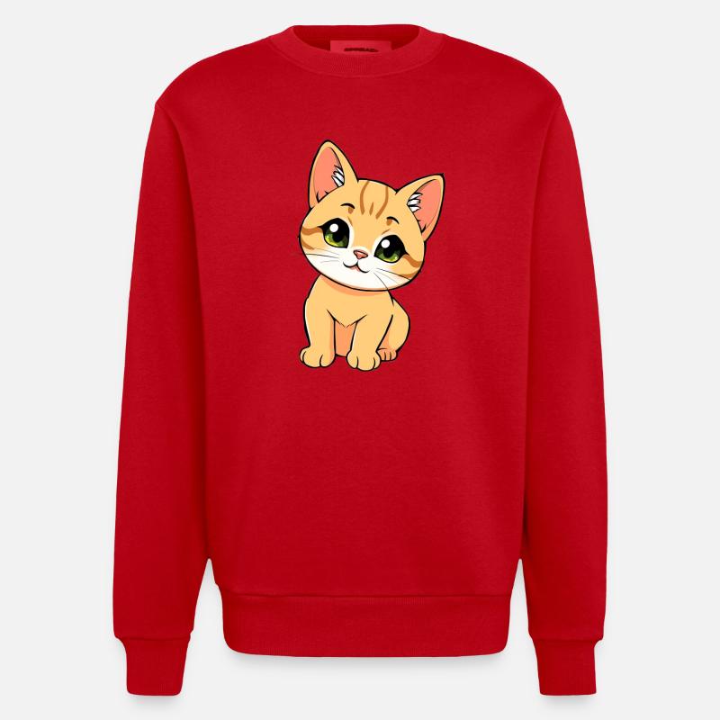 Chat mignon - Sweat bio épais oversize fabriqué en UE - rouge