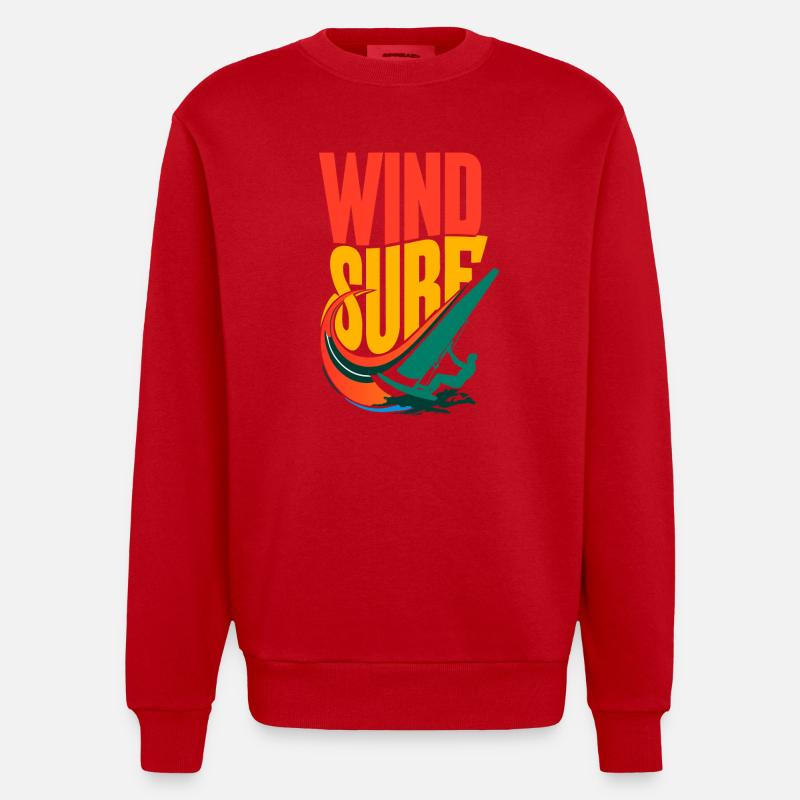 Lebendiges Pop-Art-Windsurf-Design - Heavyweight Oversized Organic Crew Neck Made in EU - Rot