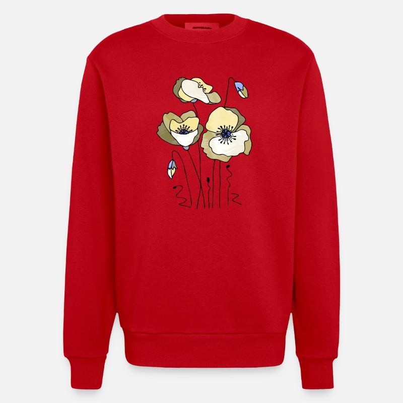 Blumen - Heavyweight Oversized Organic Crew Neck Made in EU - Rot