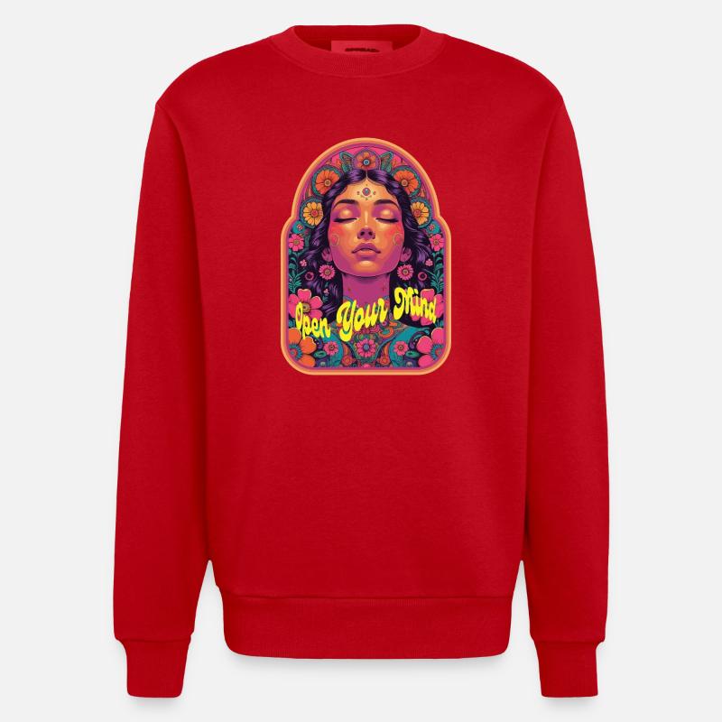 Open Your Mind Psytrance Kandi Bloom - Sweat bio épais oversize fabriqué en UE - rouge