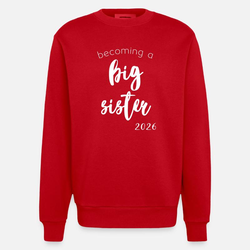 Werde Große Schwester 2026 - Heavyweight Oversized Organic Crew Neck Made in EU - Rot