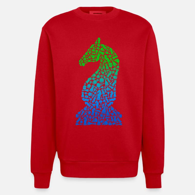 Pièces d’échecs Jeu d’échecs Joueur d’échecs - Sweat bio épais oversize fabriqué en UE - rouge