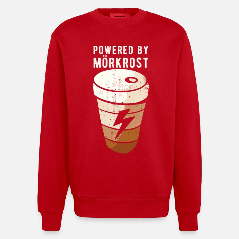Powered By Mörkrost Schweden Kaffee - Heavyweight Oversized Organic Crew Neck Made in EU - Rot