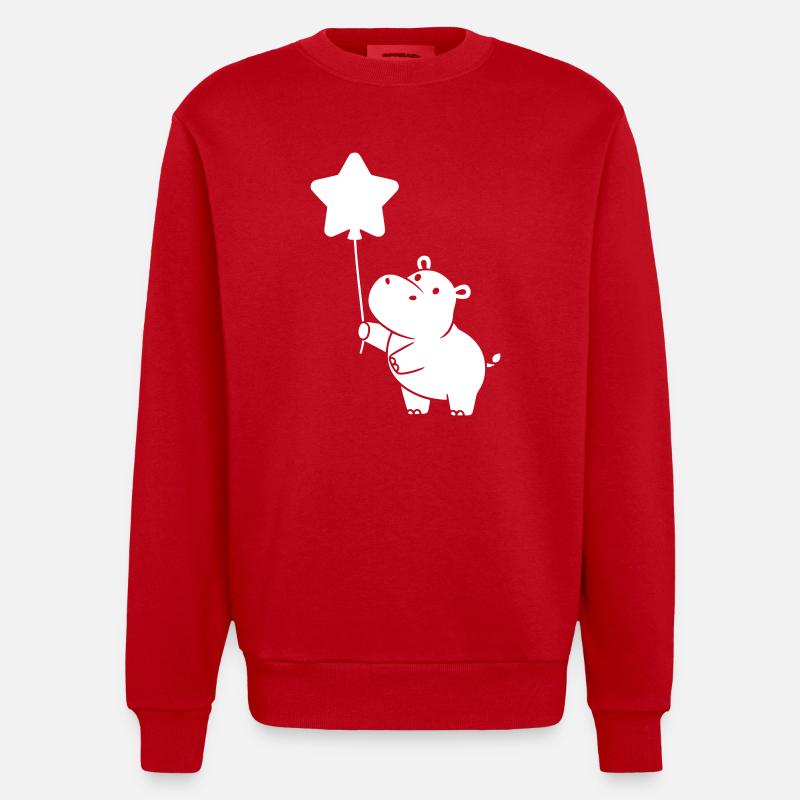 Silhouette de ballon étoile hippopotame - Sweat bio épais oversize fabriqué en UE - rouge