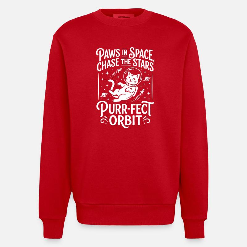 Pattes dans l’espace – Orbite Ronron-parfaite - Sweat bio épais oversize fabriqué en UE - rouge