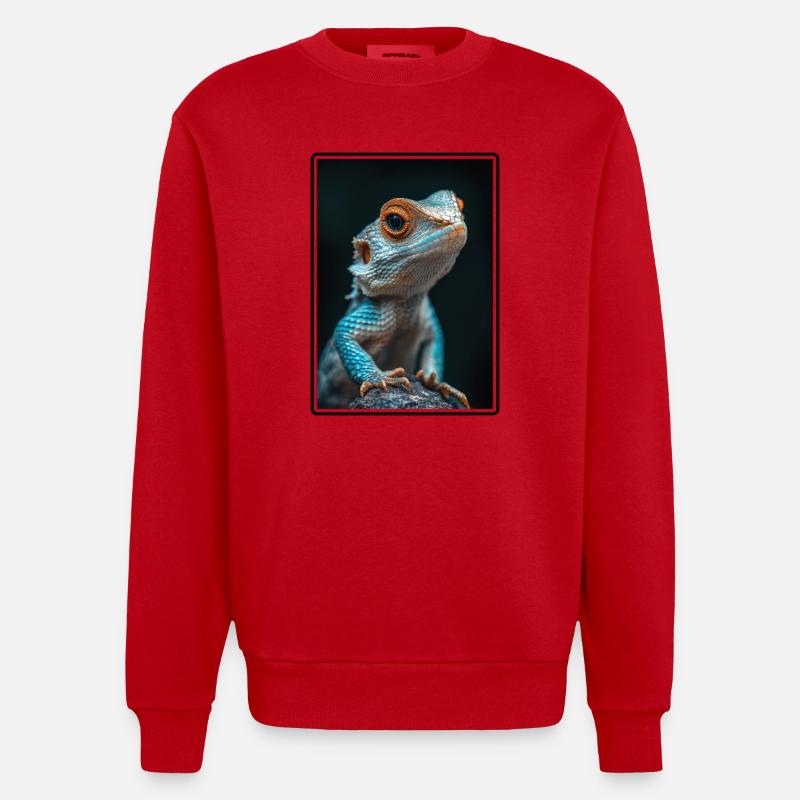 Eidechsen Eidechse - Heavyweight Oversized Organic Crew Neck Made in EU - Rot