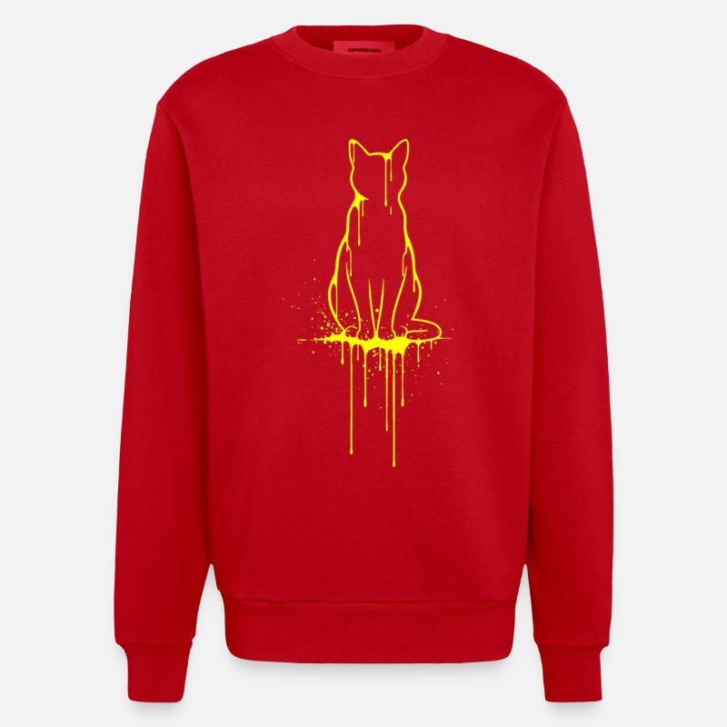 Silhouette de chat Look doré - Sweat bio épais oversize fabriqué en UE - rouge