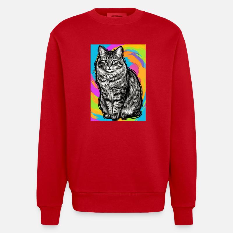 Katze - Heavyweight Oversized Organic Crew Neck Made in EU - Rot