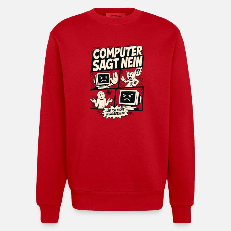 Computer sagt nein Comic Design - Heavyweight Oversized Organic Crew Neck Made in EU - Rot